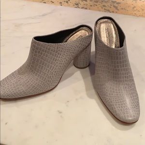 Rachel Comey grey snakeskin mules
